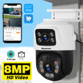 8MP 4K Dual Lens POE IP Camera PTZ Dual Screens Smart Home 360° PTZ Wired Video Surveillance Camera Motion Detection CCTV ICsee