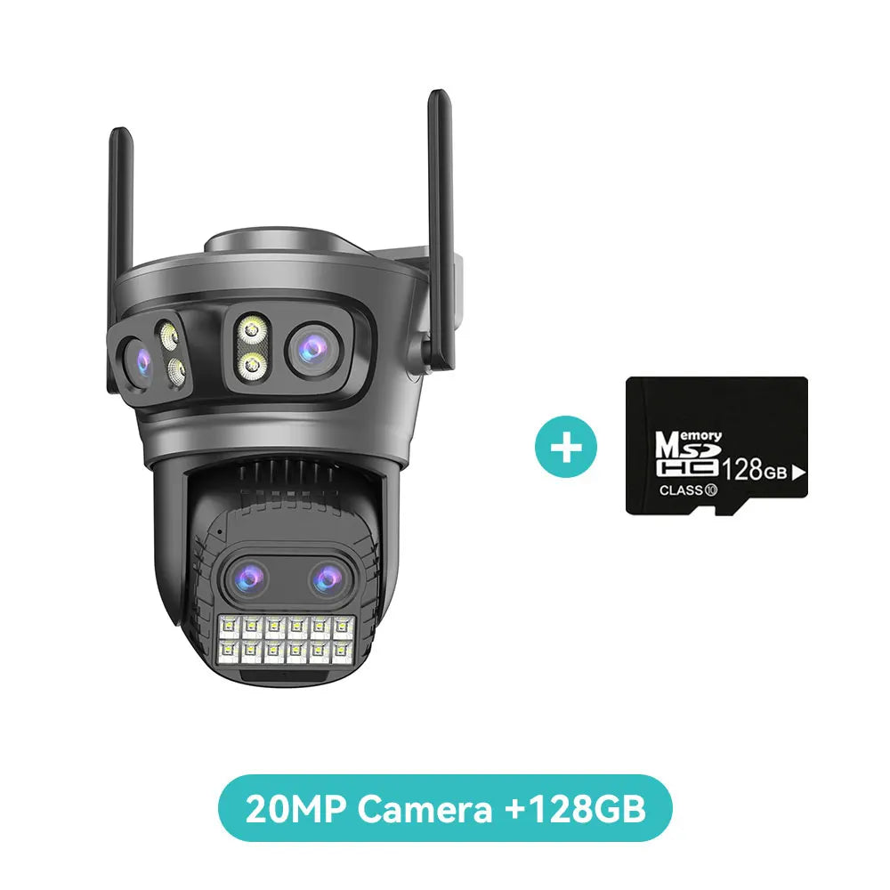 8K 20MP Four Lens Three Screen 10X Zoom PTZ 2.4Ghz/5G Wifi IP Camera 10MP 5K Dual Lens Dual Screens Auto Tracking Outdoor Camera