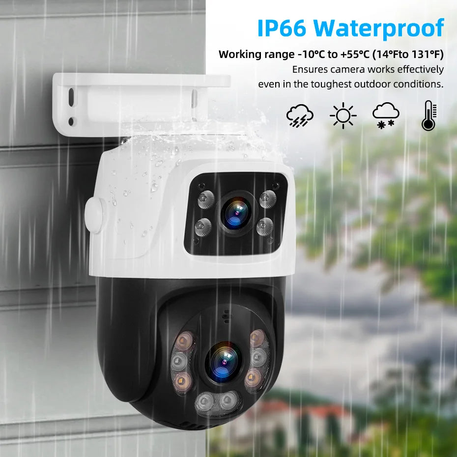 8MP 4K Dual Lens POE IP Camera PTZ Dual Screens Smart Home 360° PTZ Wired Video Surveillance Camera Motion Detection CCTV ICsee