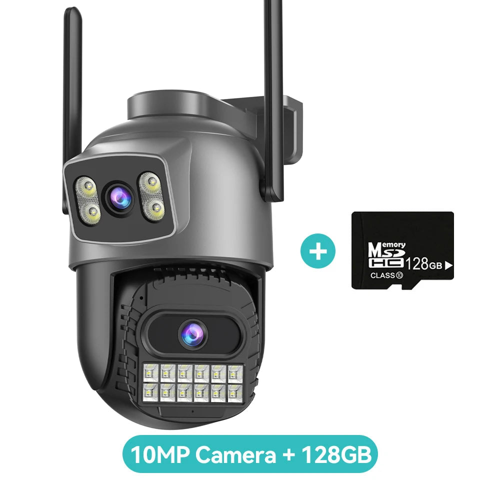 8K 20MP Four Lens Three Screen 10X Zoom PTZ 2.4Ghz/5G Wifi IP Camera 10MP 5K Dual Lens Dual Screens Auto Tracking Outdoor Camera