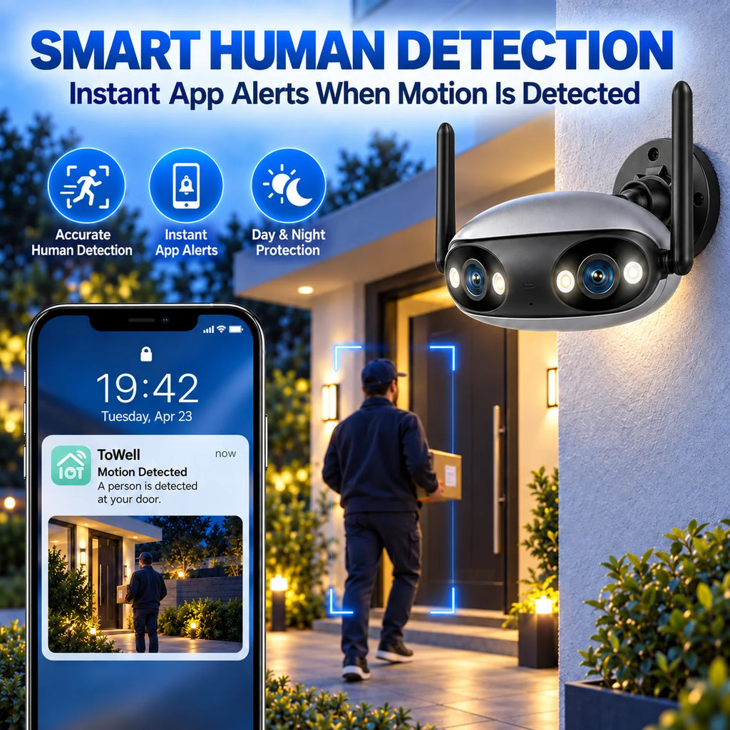 8MP Outdoor WiFi Panoramic Camera 180° Wide Angle Night Vision Motion Detection Security Surveillance Video Cam
