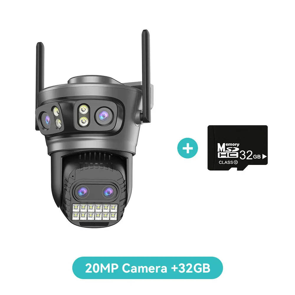 8K 20MP Four Lens Three Screen 10X Zoom PTZ 2.4Ghz/5G Wifi IP Camera 10MP 5K Dual Lens Dual Screens Auto Tracking Outdoor Camera