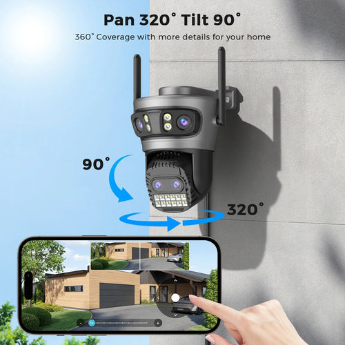 8K 20MP Four Lens Three Screen 10X Zoom PTZ 2.4Ghz/5G Wifi IP Camera 10MP 5K Dual Lens Dual Screens Auto Tracking Outdoor Camera