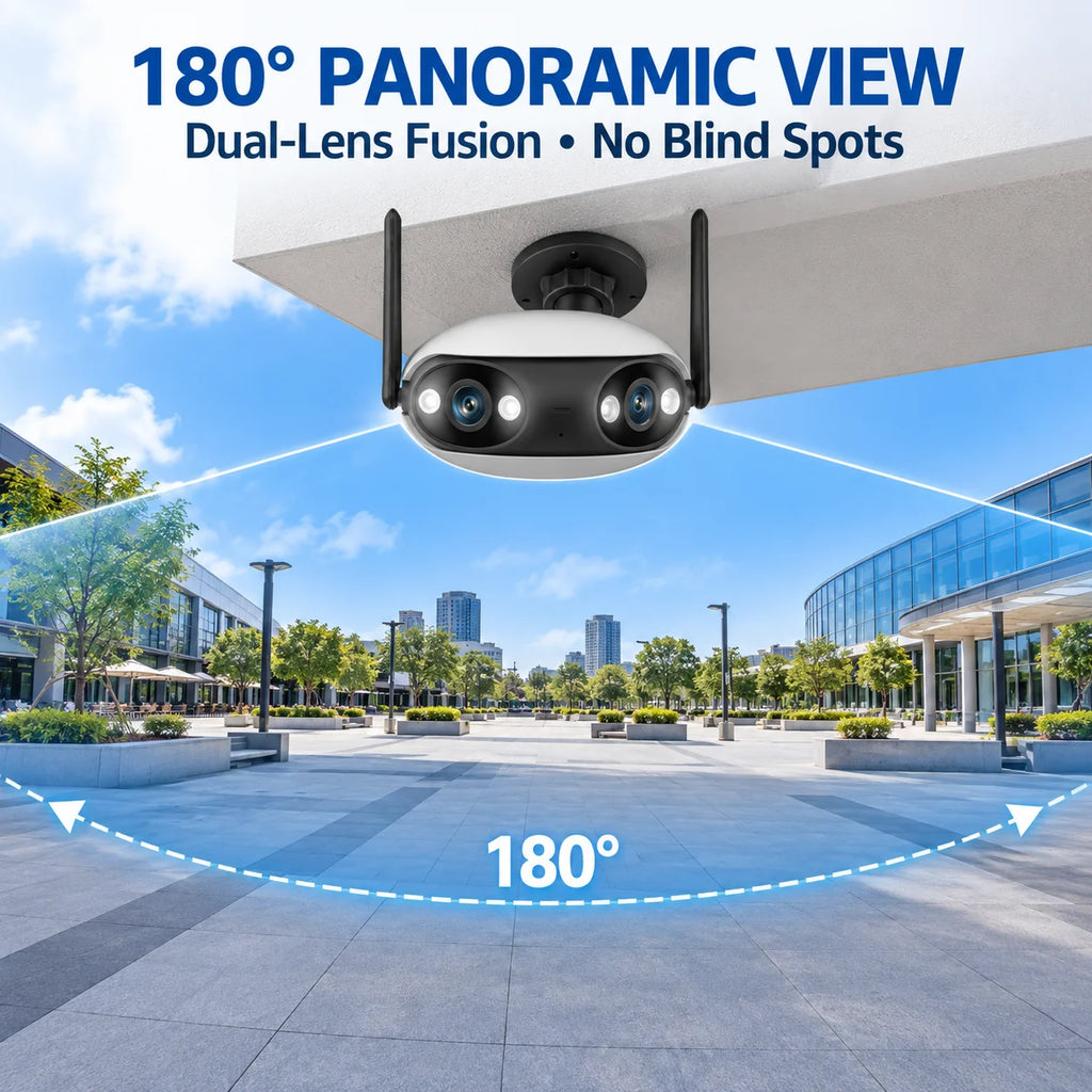 8MP Outdoor WiFi Panoramic Camera 180° Wide Angle Night Vision Motion Detection Security Surveillance Video Cam