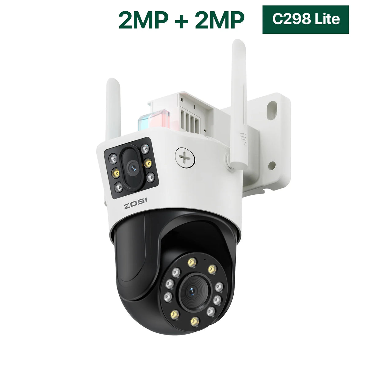 ZOSI C298 8MP/4MP Dual-Lens Wired WiFi PTZ Security Camera Outdoor Wide Angle 8X Hybrid Zoom AI Detection 360 Surveillane Camera
