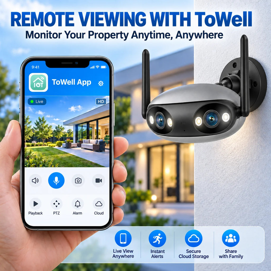 8MP Outdoor WiFi Panoramic Camera 180° Wide Angle Night Vision Motion Detection Security Surveillance Video Cam