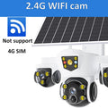 O-KAM Pro Solar Security Camera WiFi 15MP 10X Zoom Triple Screen Outdoor Red Blue LED Flash Alarm Wireless Solar Surveillance