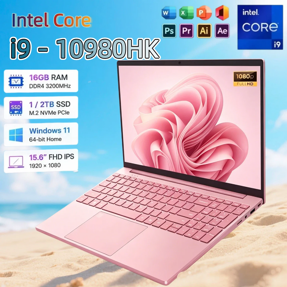 Hot 15.6 Inch Ultrabook Computer Intel Core i9-10980HK  32GB DDR4 M.2 2TB SSD Fingerprint Unlock WIFI 5 BT Laptop