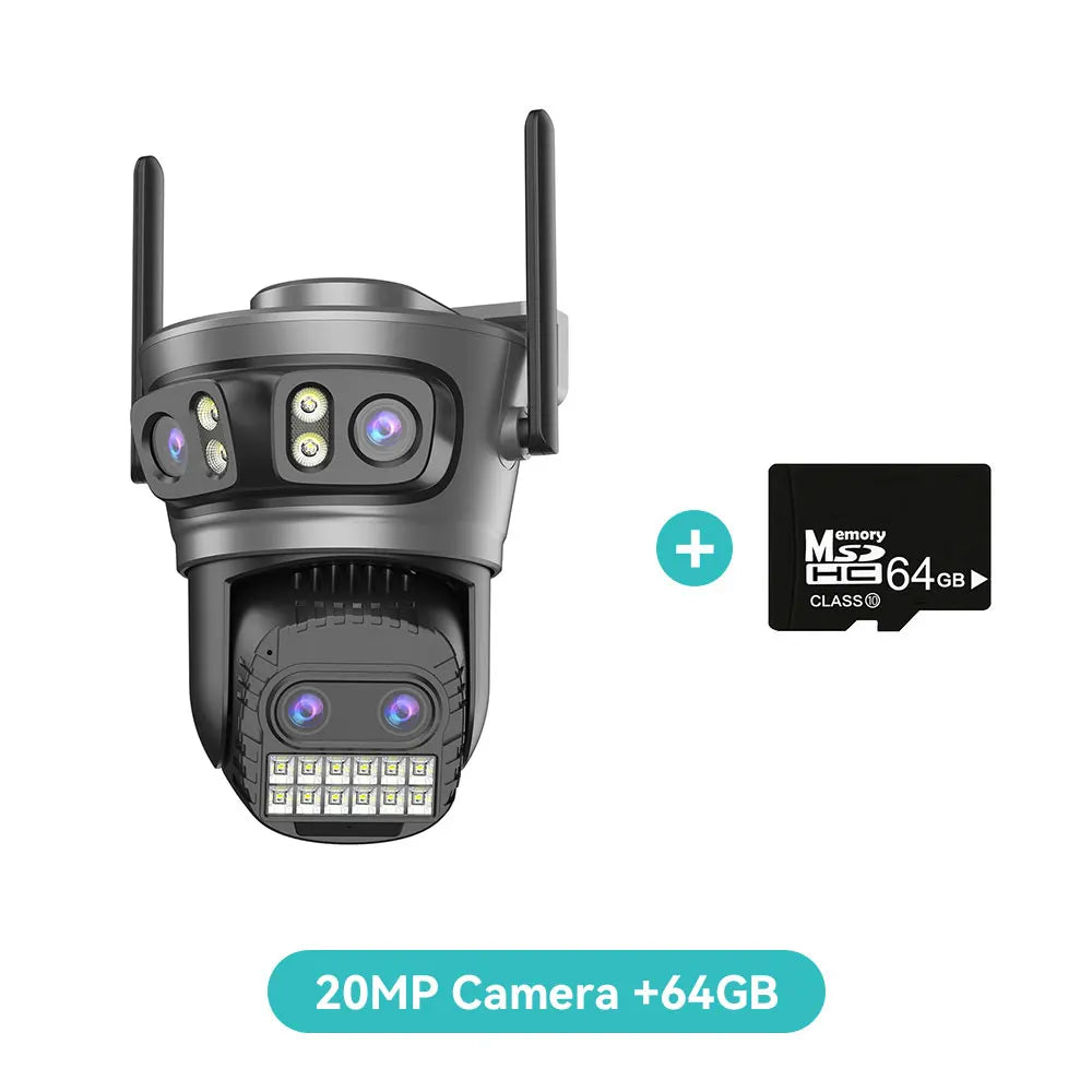 8K 20MP Four Lens Three Screen 10X Zoom PTZ 2.4Ghz/5G Wifi IP Camera 10MP 5K Dual Lens Dual Screens Auto Tracking Outdoor Camera
