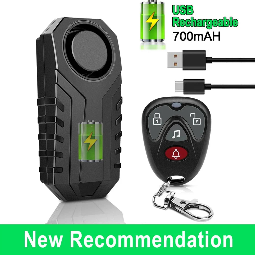ELECTOP Bicycle Alarm 113dB Anti-Theft Wireless Vibration Remote Control Bike Motorbike Alarms Home Outdoor Security Protection