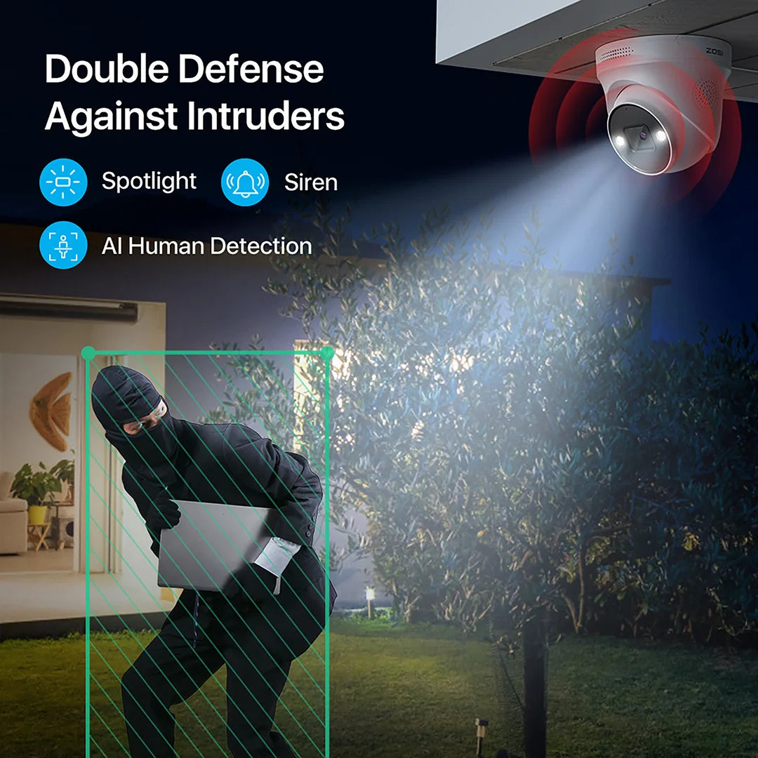 ZOSI 4K PoE Security Cameras with Ethernet Cables 2-Way Audio Weatherproof Color Night Vision Outdoor Indoor Surveillance Camera Only Compatible with ZOSI 8MP/4K POE CCTV NVR