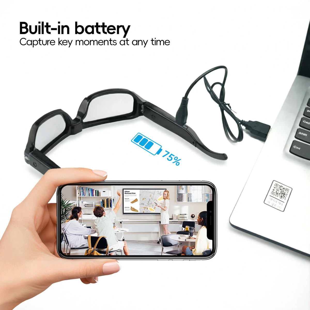 Wearable 1080P HD Video Recording Sunglasses with DVR, Portable Mini Camcorder for Outdoor Sports, Driving & Surveillance