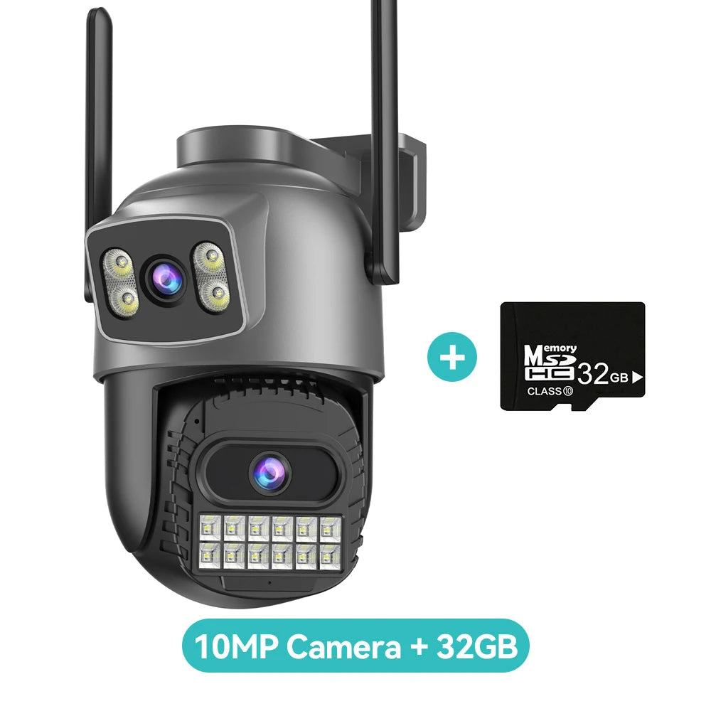 8K 20MP Four Lens Three Screen 10X Zoom PTZ 2.4Ghz/5G Wifi IP Camera 10MP 5K Dual Lens Dual Screens Auto Tracking Outdoor Camera